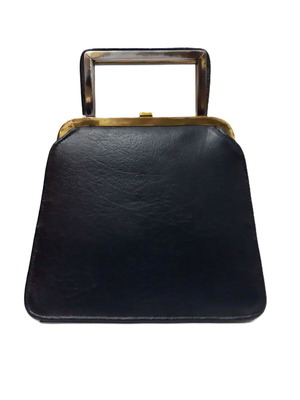 Vintage black handbag 50s/60s with brass frame like new