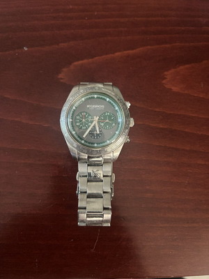Kebros Chronograph watch used, quartz, stainless steel, silver
