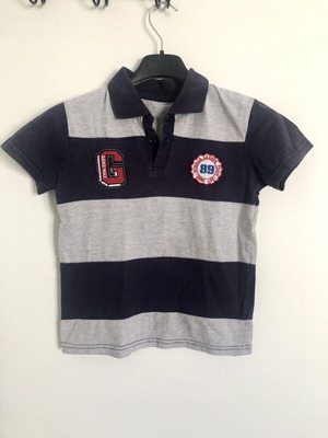 Polo Sporty Boys' T-Shirt Used, Size 7-8, Grey Navy Blue