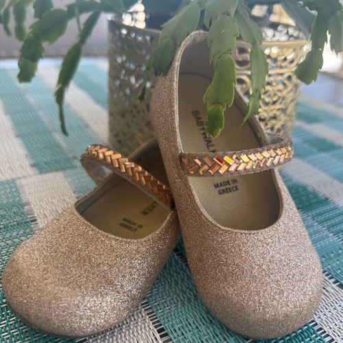 Babywalker ballerinas size 21 like new, gold with glitter