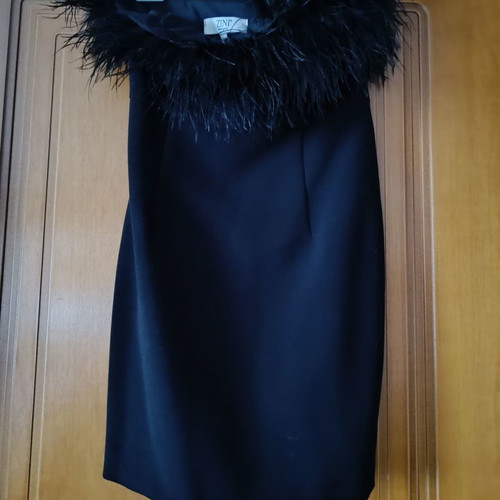 Zini Black Dress with Feathers - Size -  110,00 - Vendora.cy