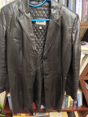 Vintage μαύρο δερμάτινο σακάκι Lapel μεταχειρισμένο, μέγεθος L