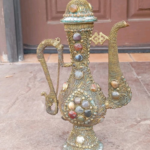 Antique ritual pot with real stones used