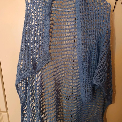 Crochet lightweight blue shawl/kimono used