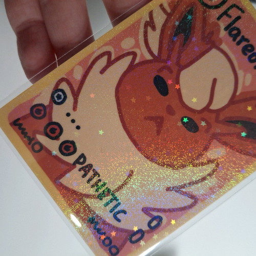 Custom Pokemon card Derpymon Flareon new with foil effect