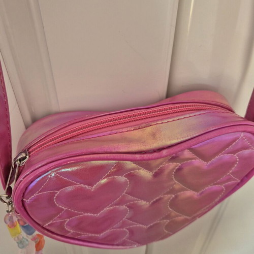 Children's heart-shaped iridescent pink crossbody bag like new