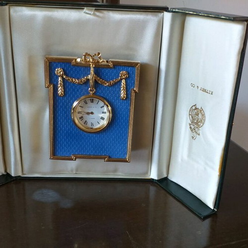 Table clock used Faberge style Kidney & Co London