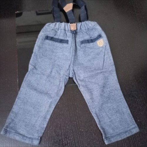 Fabric pants with suspenders for 9-month-old boy like new