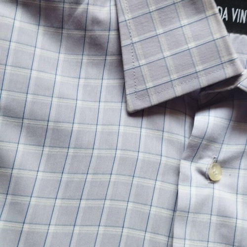 Da Vinci men's checked shirt, M, lilac with blue stripes