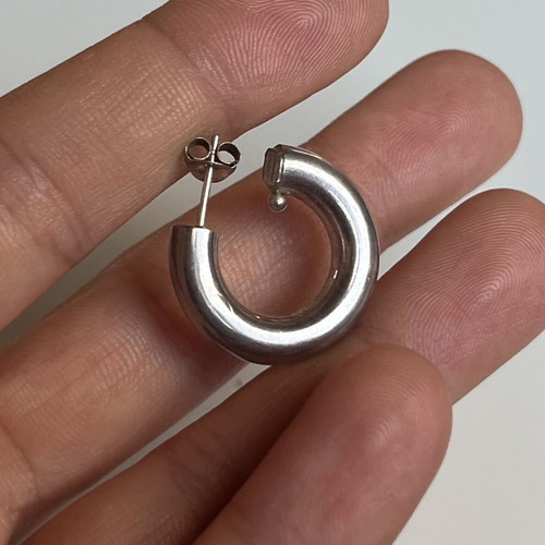 Single hoop earring 925 silver used, heavy metal, timeless