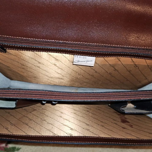 Gérard Henon professional leather briefcase used, brown