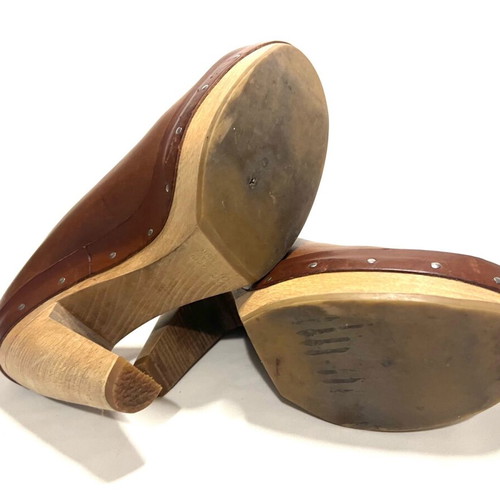 Marni brown leather high heels used, size 39