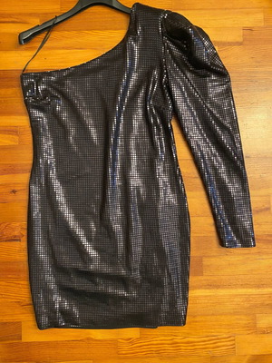 One-shoulder party dress new, black, size M