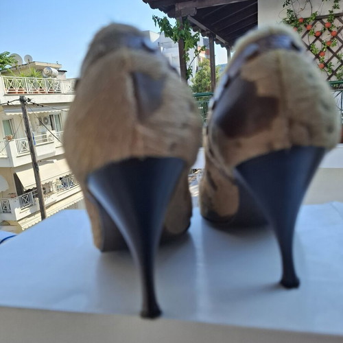 Hunter women's fur leather pumps like new, size 36, brown