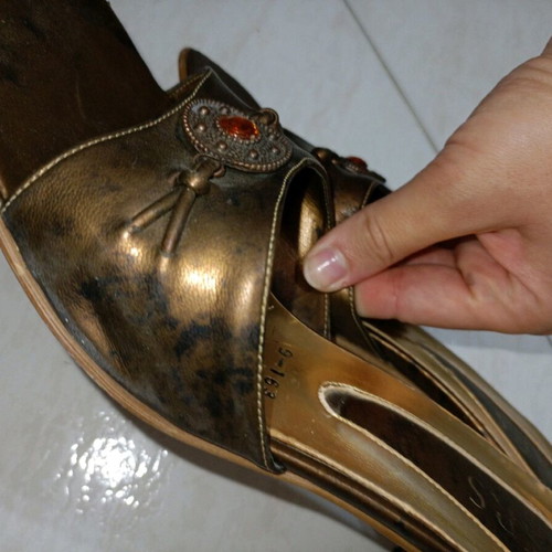 Vintage Italian used mules size 38 brown-copper