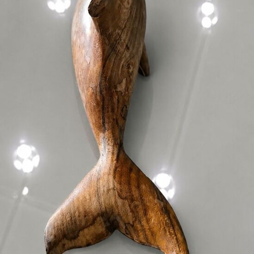 Wooden dolphin sculpture handmade, 23 cm, used
