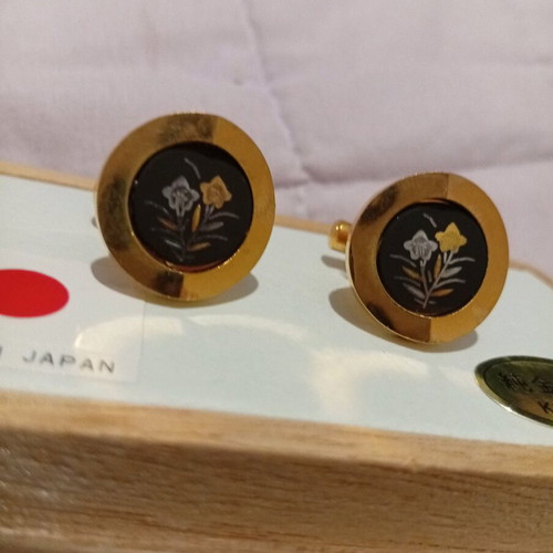 Cufflinks collectible Japan 24 karat gold plated new