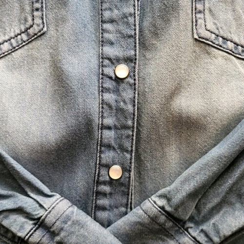 Heidi Klum Oversized Shirt with Pearl Detail Like New Blue XL