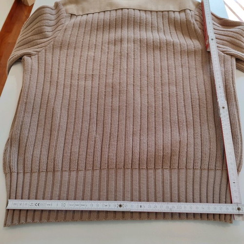 Vintage St. Michael cardigan medium beige acrylic with suede details like new