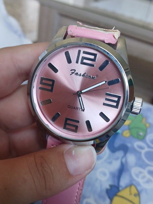 Fashion pink watch with silver used, slight wear