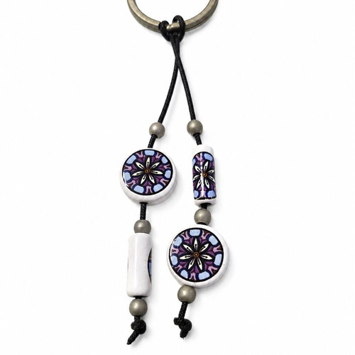 Keychain with Decorative Beads in Purple and Lilac Shades like new