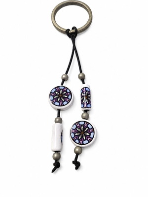 Keychain with Decorative Beads in Purple and Lilac Shades like new