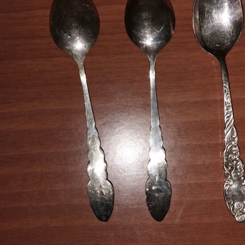 Metal blang vintage spoons used, set of 6