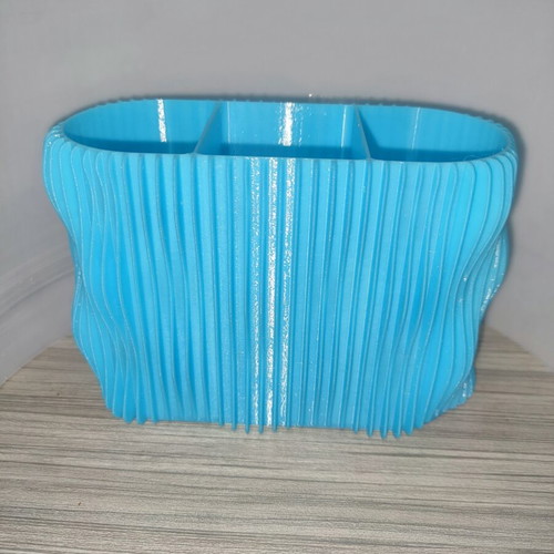 3D Printed Pencil Holder with Modern Wavy Design, New