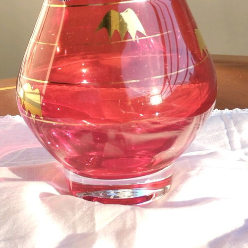 Bohemia Ruby Red vase new with 24K gold and handmade heirloom gift