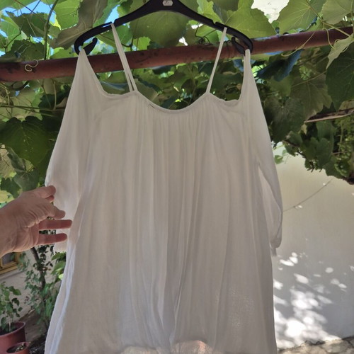 Off Shoulder Blouse used, cream, cotton, size XL