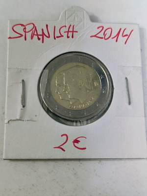 Νόμισμα 2 Ευρώ Ισπανίας 2014 μεταχειρισμένο με πορτρέτα Juan Carlos I και Felipe VI