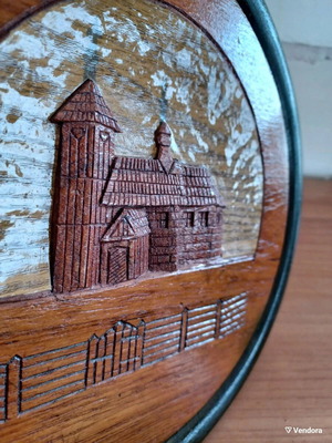 Handmade carved wooden wall decoration like new, Austria 1984