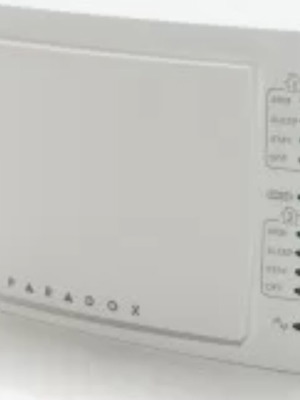 Paradox alarm system used with internal and external siren, GPRS device, keypad, and 3 pairs of outdoor infrared beams