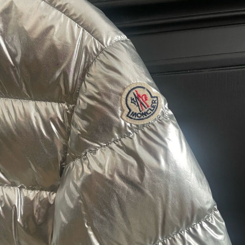 Moncler puffer jacket silver like new, 90% down 10% feather, size 140 cm