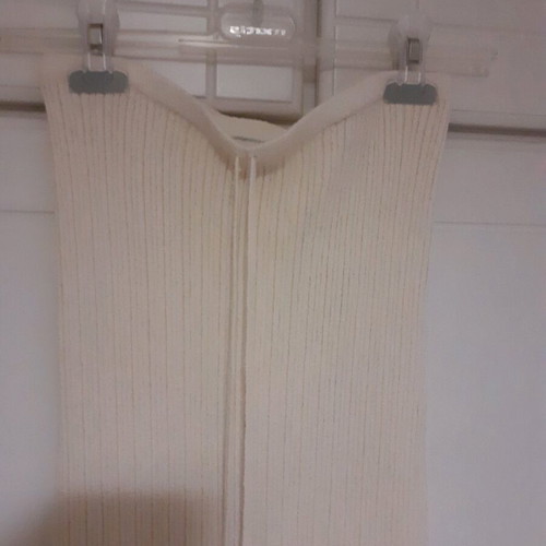 Long skirt like new, ecru knit fabric with side slit and drawstring