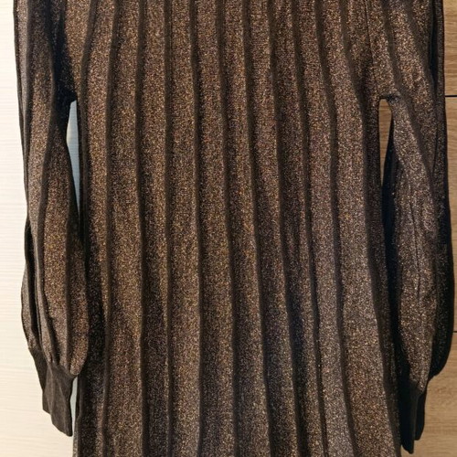 Derhy winter dress brown with gold stripes size Medium like new