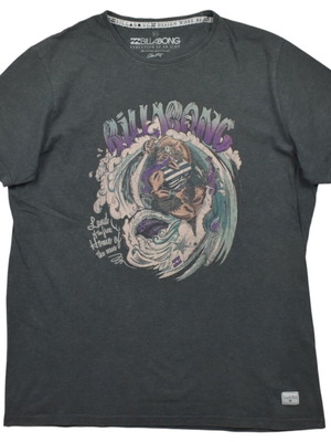 Billabong γκρι μπλούζα με στάμπα μεταχειρισμένη, μέγεθος XL slim fit