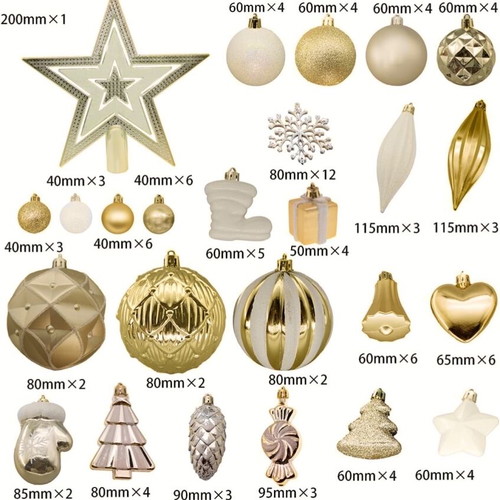 Plastic Christmas ornaments new, box of 100 pieces