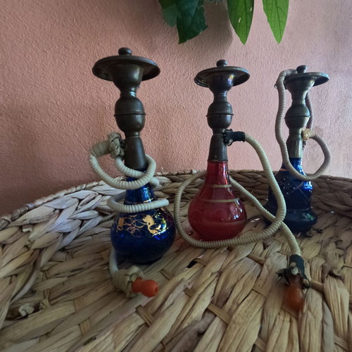 Decorative hookahs used with glass removable container, pack of 3