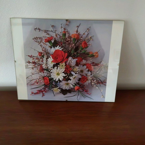 Glass frame with flower poster like new