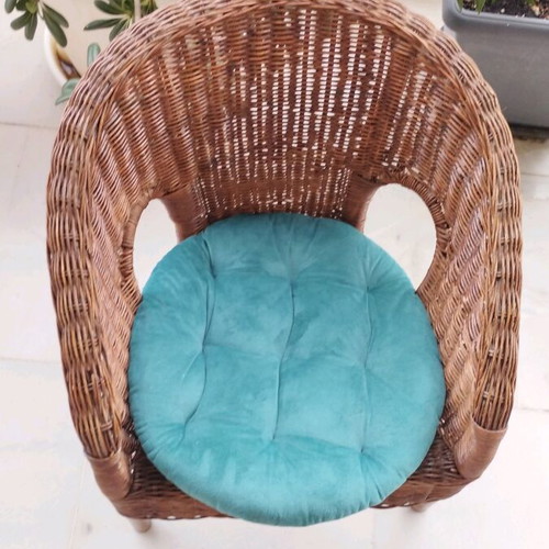 Bamboo children's armchair like new with petrol and red cushions