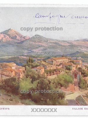 Corfu Karoussades Vintage Postcard 1916 Used, Panoramic View