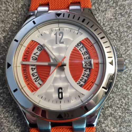 Morellato sport watch stainless steel silver/orange dial new