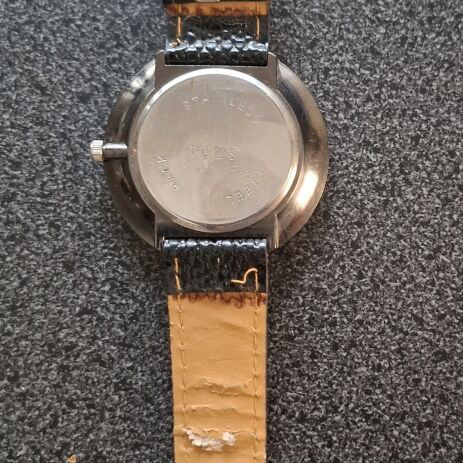 Tous women's watch used, stainless steel, black leather strap
