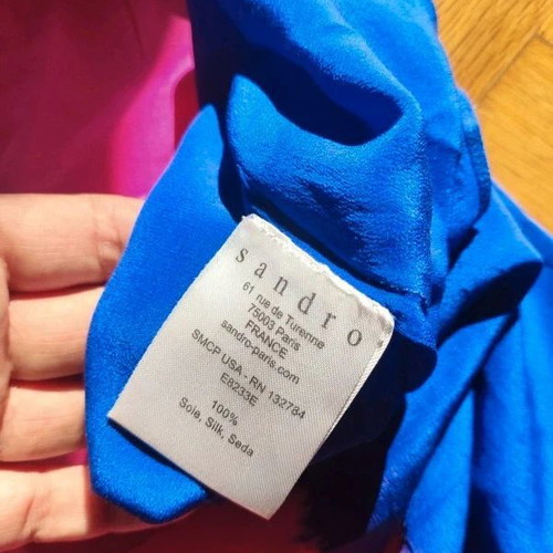 Sandro silk blouse pink and blue size S new