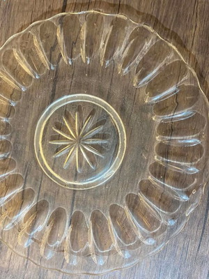 Glass Serving Platter used with embossed star design, 31cm diameter