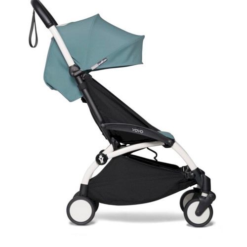 Babyzen YOYO² stroller 2-in-1 with carrycot, white frame & aqua, like new