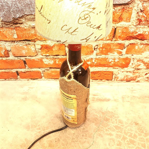 Desk lamp handmade from wine bottle new