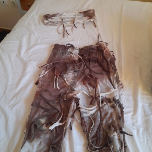 Shein Strapless Set with Bell Bottom Pants and Fringe Top like new