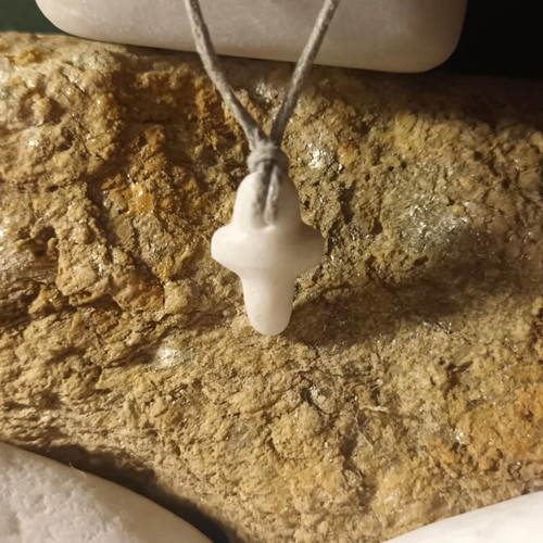 Collectible Cycladic marble and stone cross pendant, handmade